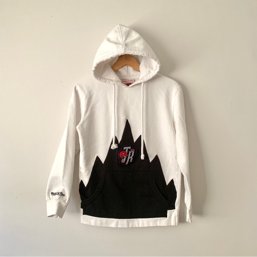 Mitchel & Ness Toronto Raptors White and Black Logo Pullover Hoodie Men Sz Small